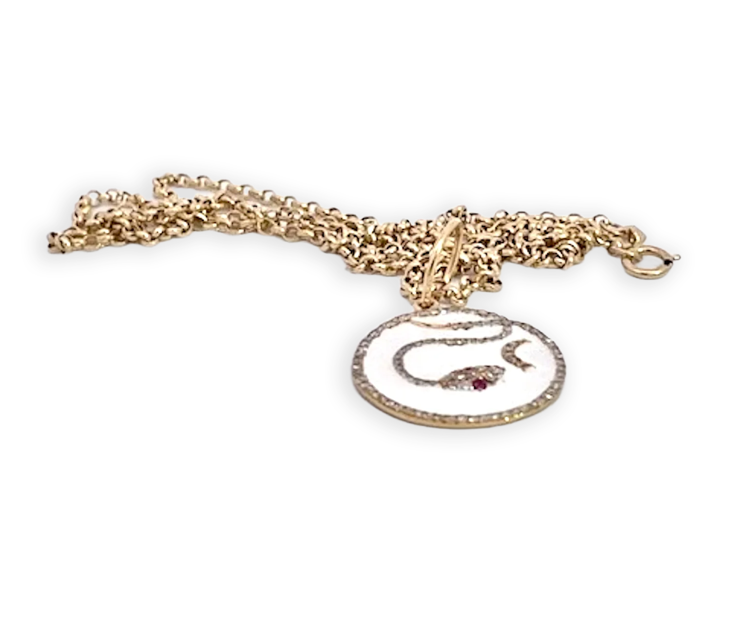 Snake Pendant Diamond Ruby Crescent 14K - Detail View 7 | Cris Notti Jewels