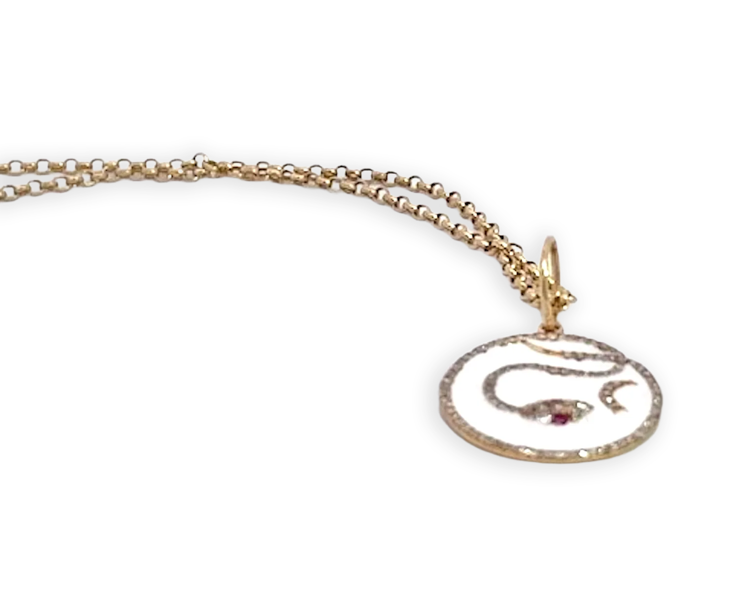 Snake Pendant Diamond Ruby Crescent 14K - Detail View 8 | Cris Notti Jewels
