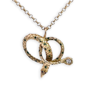Snake Pendant on 18K Gold Chain - Fine Estate & Vintage Jewelry | Cris Notti Jewels