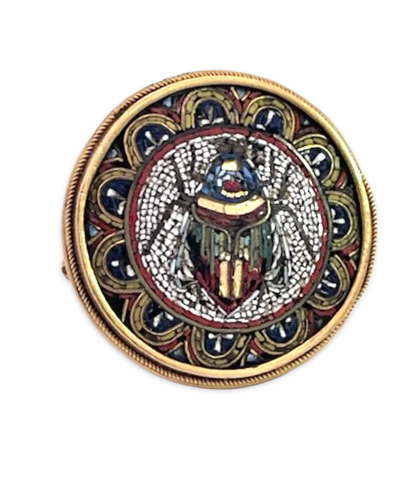 Egyptian Micro Mosaic Scarab Ring 18K - Fine Estate & Vintage Jewelry | Cris Notti Jewels