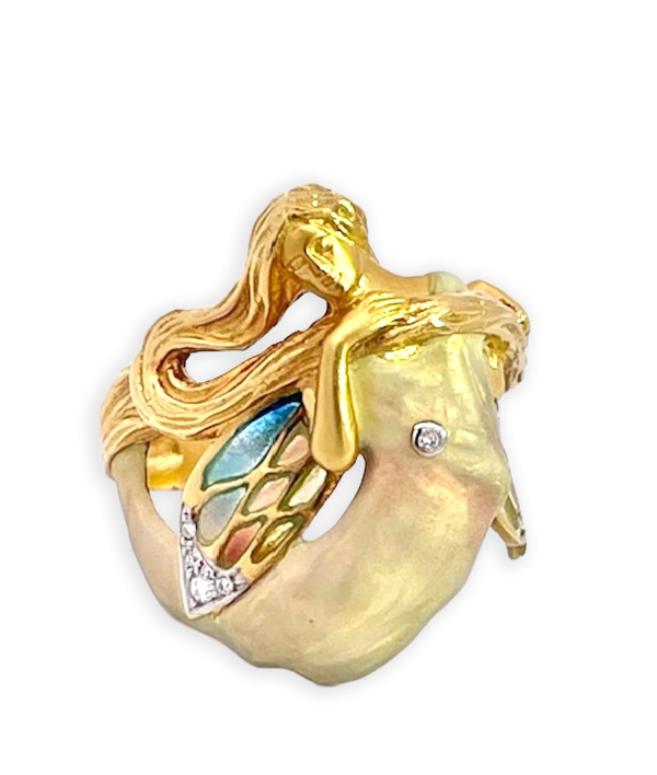 Masreira Mermaid Enamel Ring 18K - Fine Estate & Vintage Jewelry | Cris Notti Jewels
