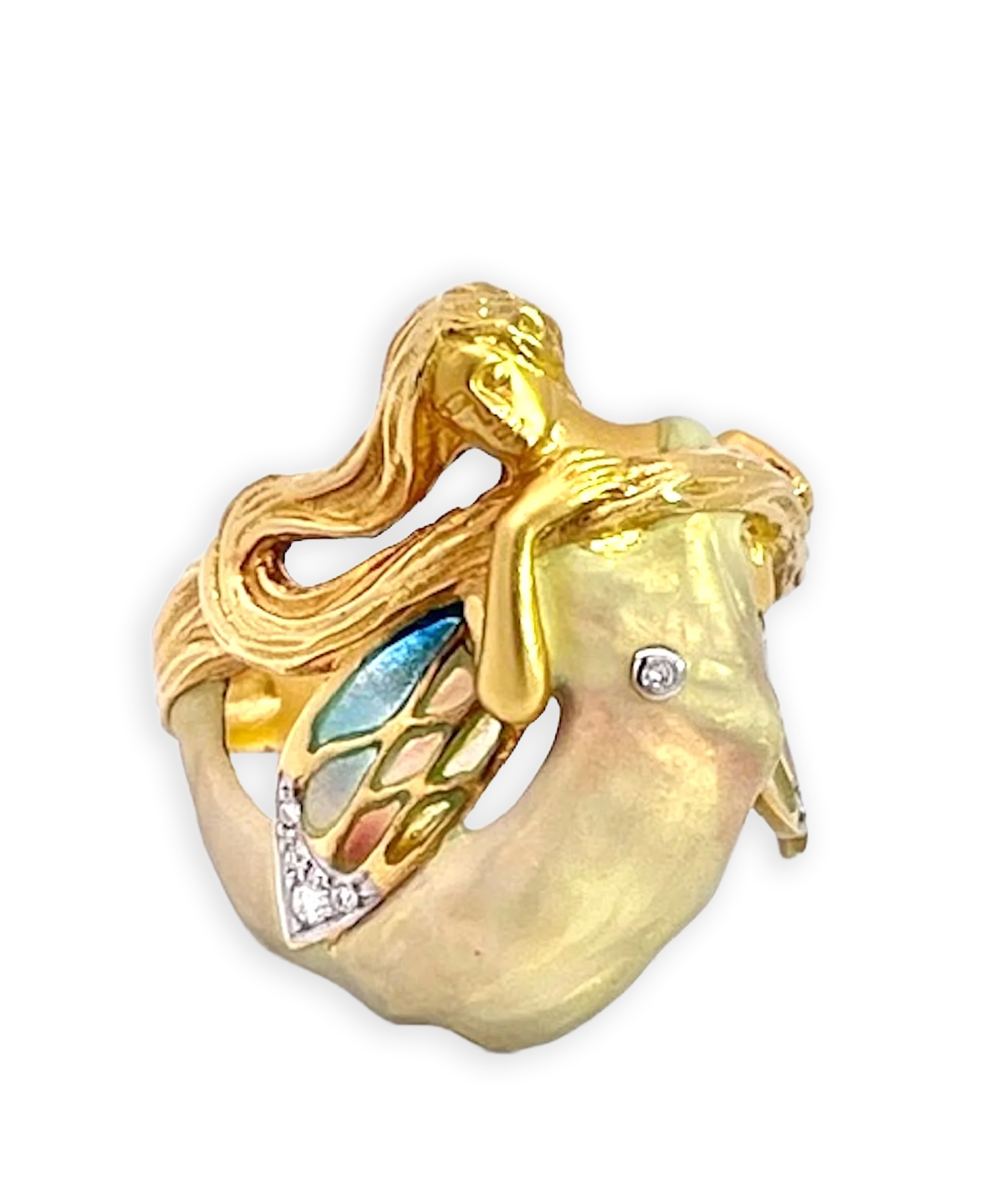 Masreira Mermaid Enamel Ring 18K - Fine Estate & Vintage Jewelry | Cris Notti Jewels
