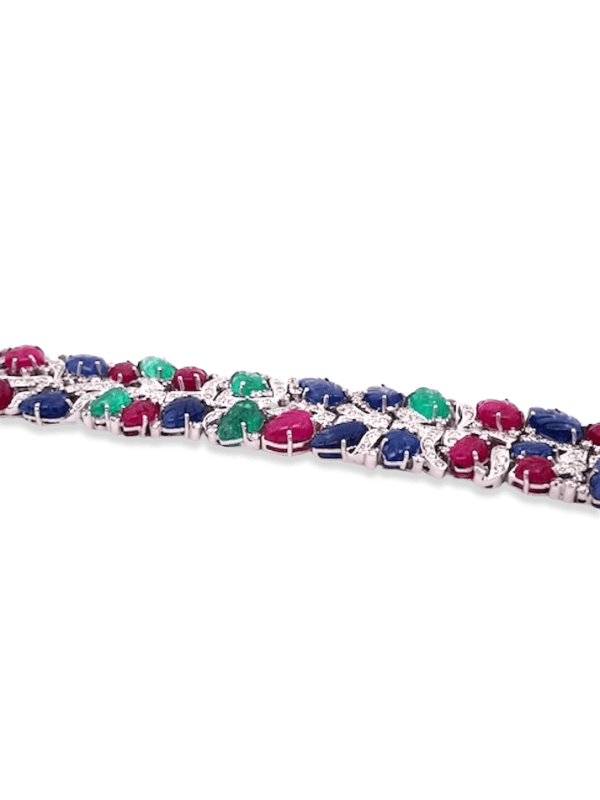 Tutti Frutti Bracelet 18K White Gold - Fine Estate & Vintage Jewelry | Cris Notti Jewels