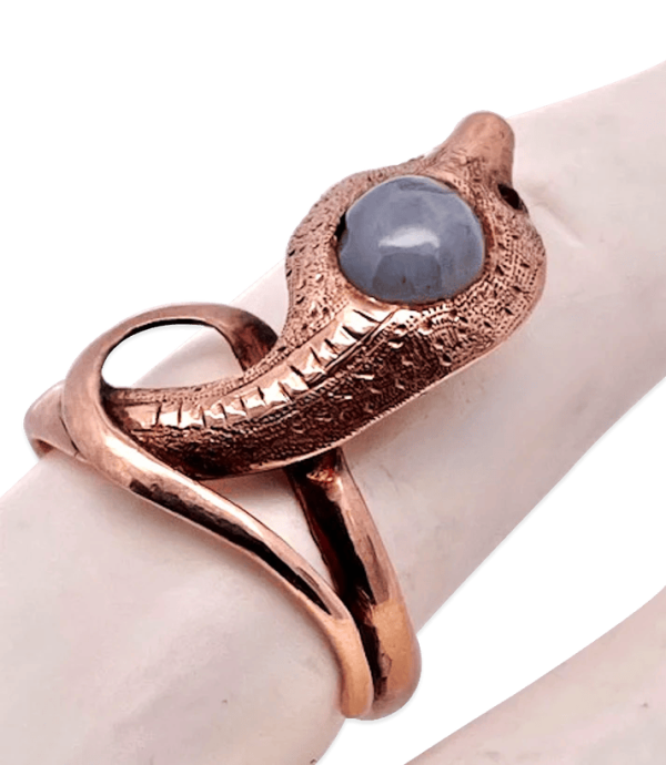 Early 1900’s 9K Yellow Gold Snake Ring, Cabochon Star Sapphire - Fine Estate & Vintage Jewelry | Cris Notti Jewels