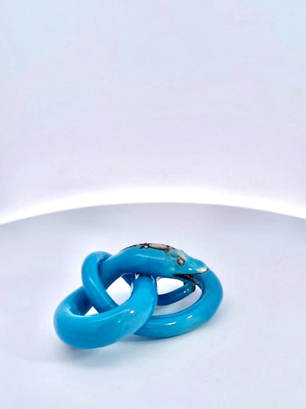 Antique Circa 1890 Enamel Diamond Snake Brooch, 38.4g Gold, Blue - Fine Estate & Vintage Jewelry | Cris Notti Jewels