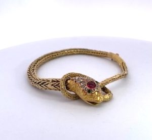 Gorgeous 14K Yellow Gold Snake Bracelet - Fine Estate & Vintage Jewelry | Cris Notti Jewels