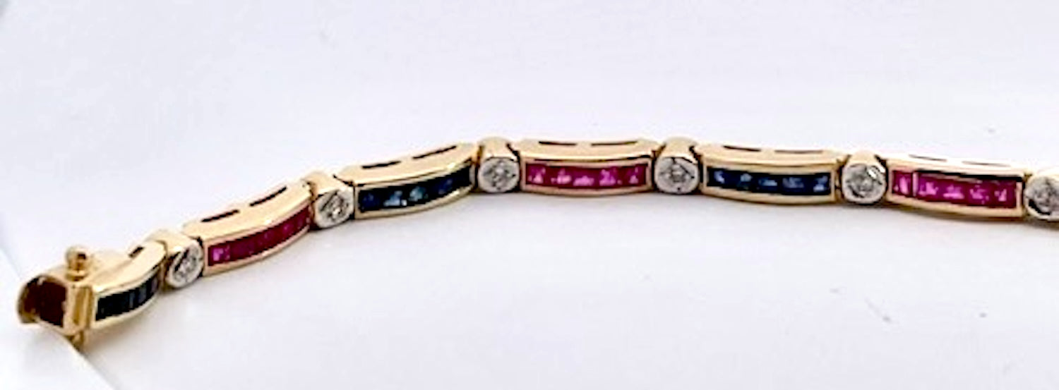 Vintage Yellow Gold Snake Bracelet with Emeralds, Rubies, and Diamonds - Detail View 8 | Cris Notti Jewels