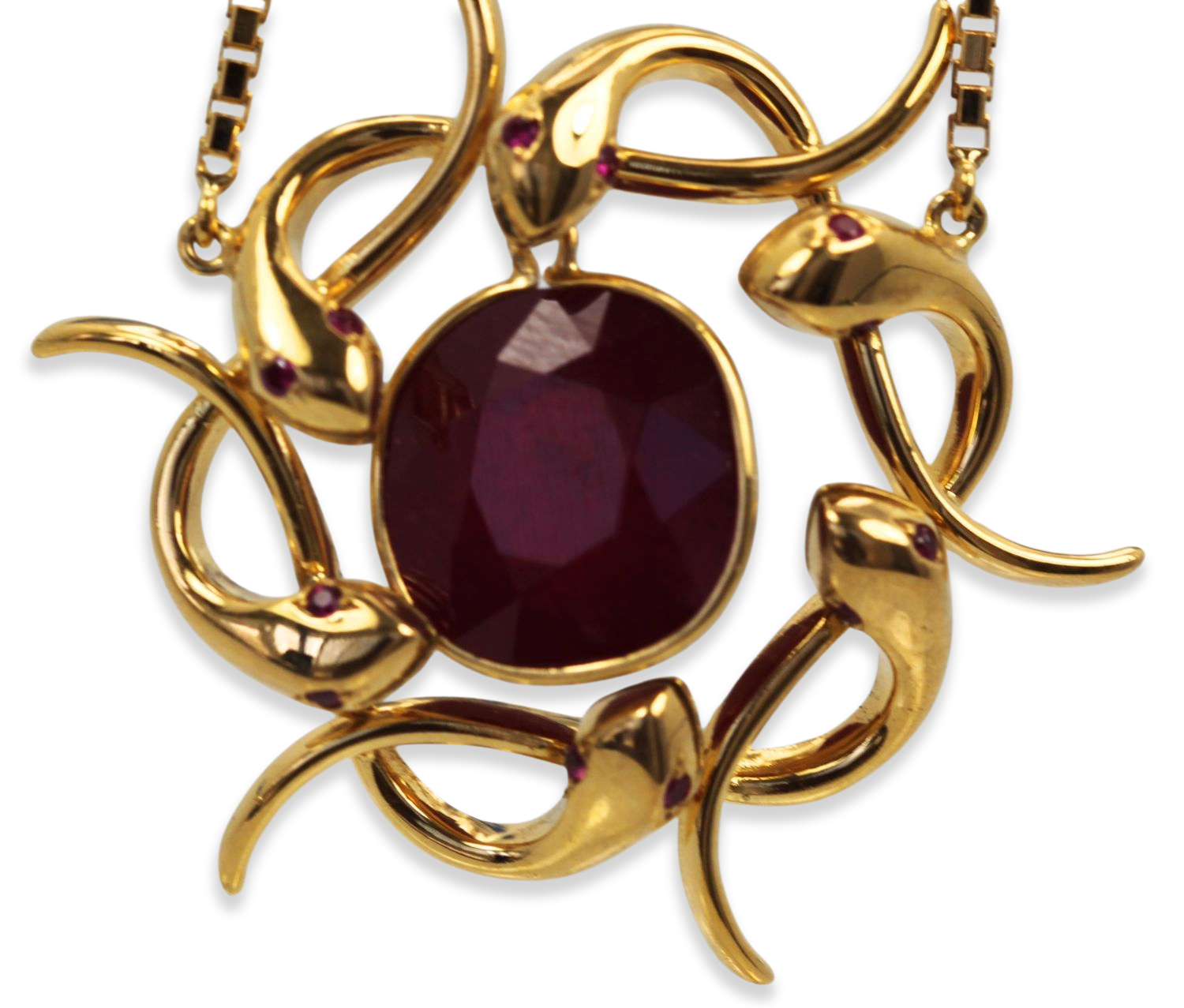 Retro Snake Wreath Pendant With African Ruby - Fine Estate & Vintage Jewelry | Cris Notti Jewels