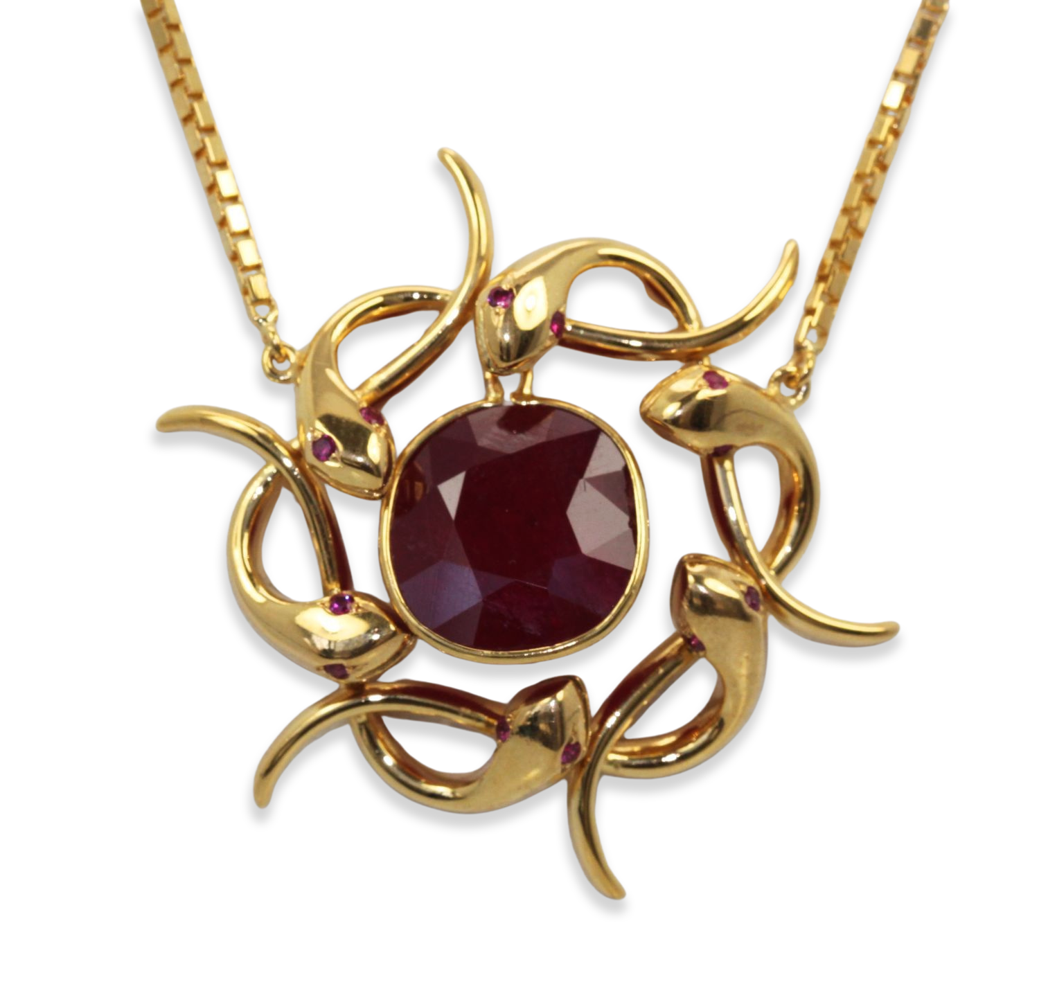 Retro Snake Wreath Pendant With African Ruby - Detail View 6 | Cris Notti Jewels