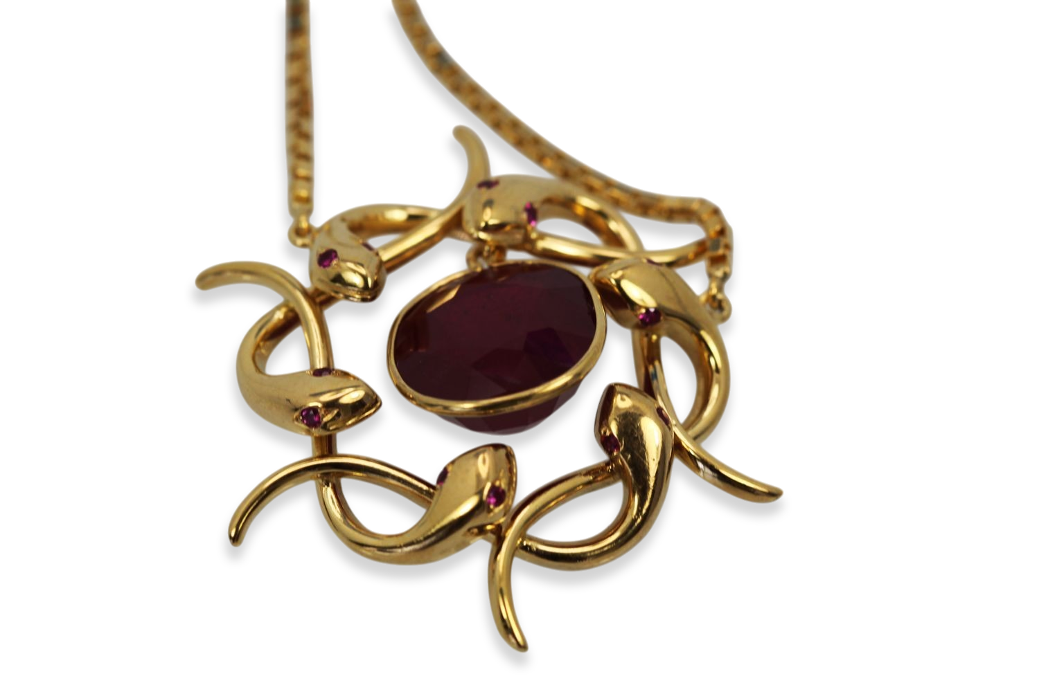 Retro Snake Wreath Pendant With African Ruby - Detail View 5 | Cris Notti Jewels