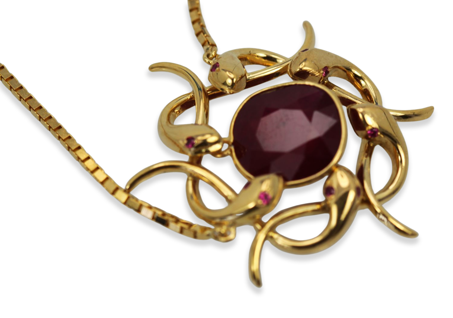 Retro Snake Wreath Pendant With African Ruby - Detail View 4 | Cris Notti Jewels