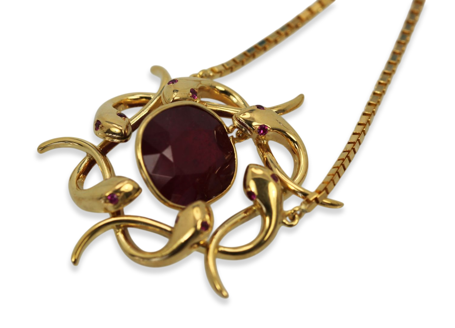 Retro Snake Wreath Pendant With African Ruby - Detail View 3 | Cris Notti Jewels
