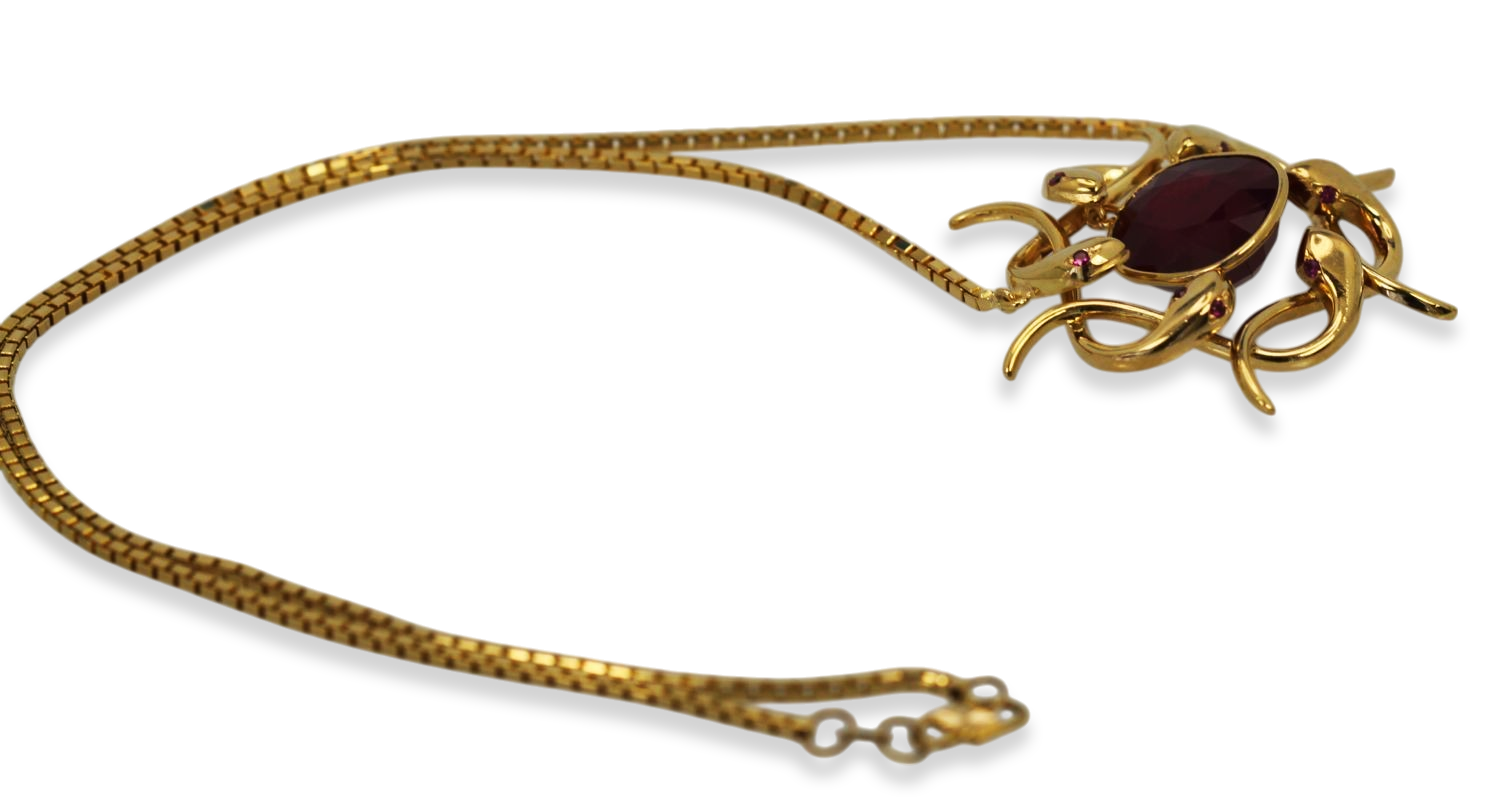 Retro Snake Wreath Pendant With African Ruby - Detail View 2 | Cris Notti Jewels