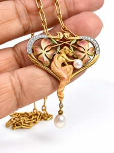 Masriera Plique a Jour Pendant Necklace 18K