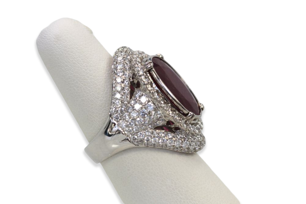 Ruby & Diamond Ring 18k White Gold - Detail View 10 | Cris Notti Jewels