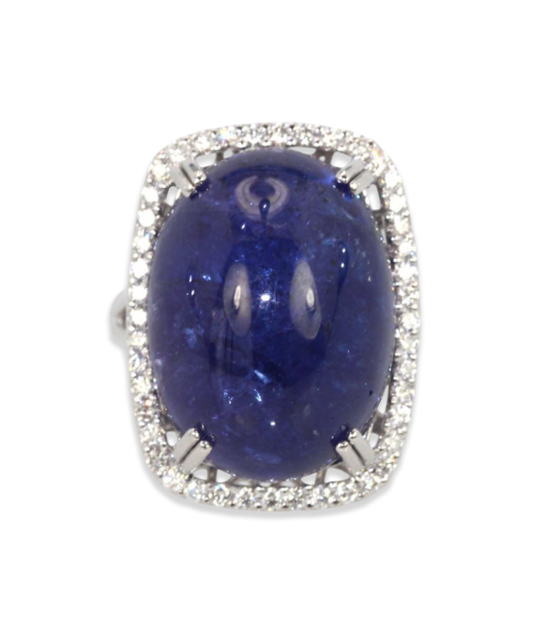 Tanzanite 35.39 Ct Cabochon High Dome Ladies Ring - Fine Estate & Vintage Jewelry | Cris Notti Jewels