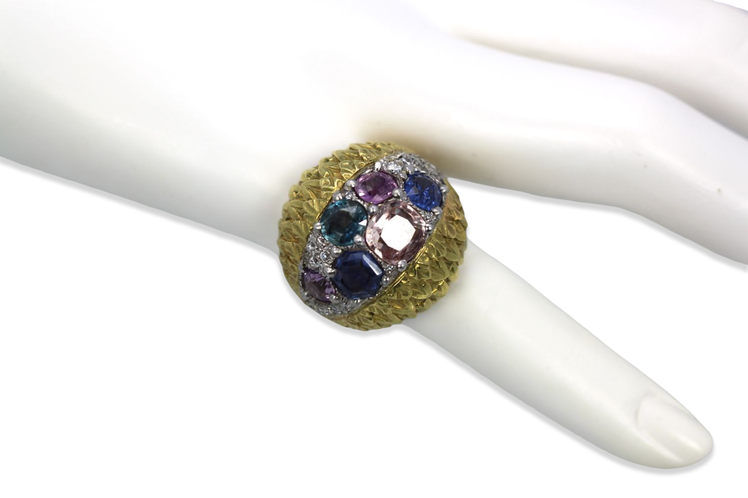 David Webb Fancy Sapphire Bombe Ring - Detail View 6 | Cris Notti Jewels