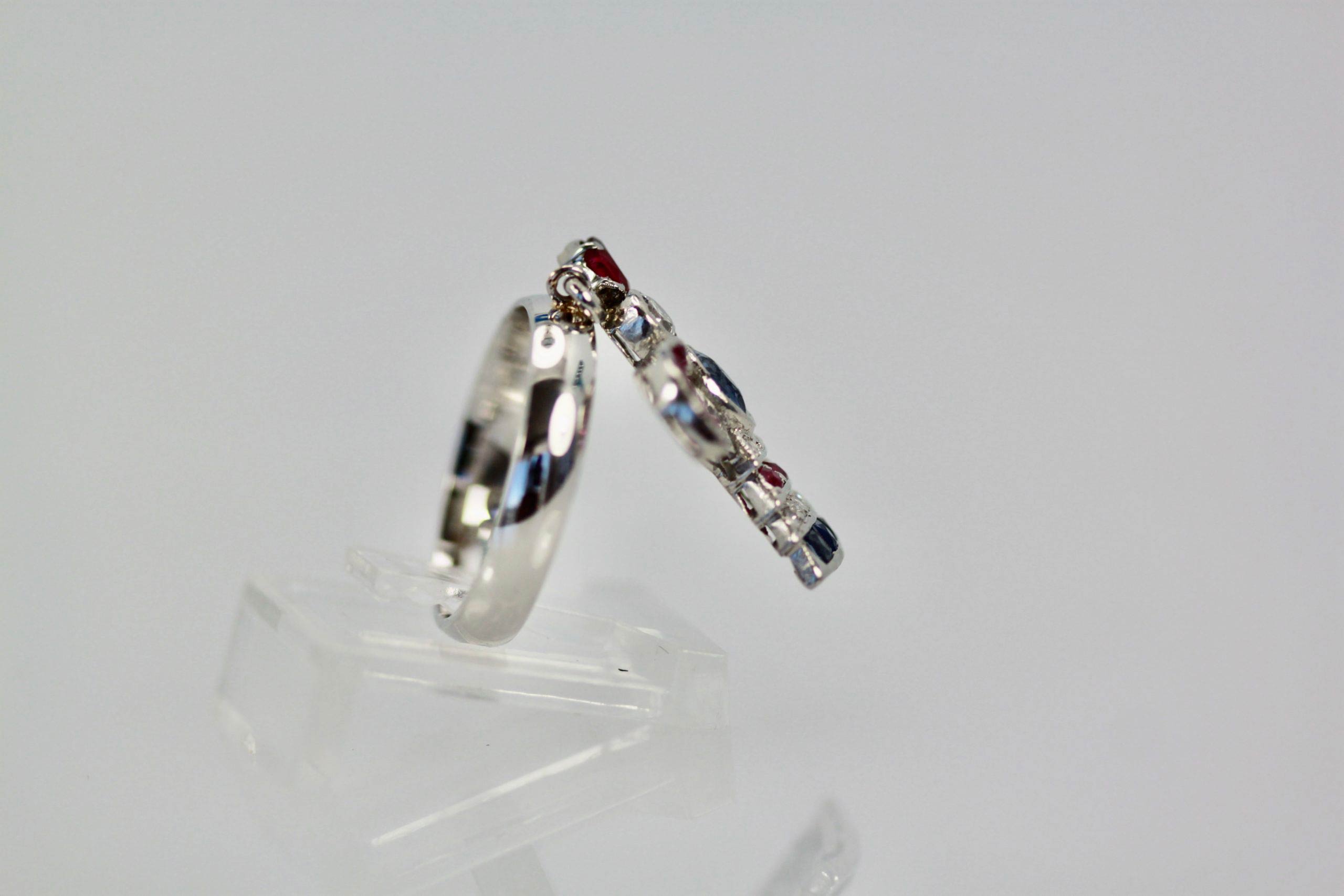Art Deco Platinum Charm on Ring "Lady with a Fan" - Detail View 3 | Cris Notti Jewels